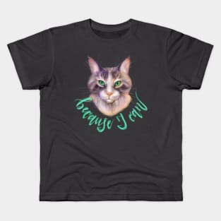 Maine Coon Cat with Green Eyes Kids T-Shirt